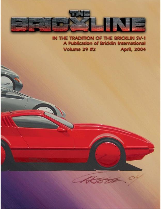 A magazine cover with a red Bricklin on it